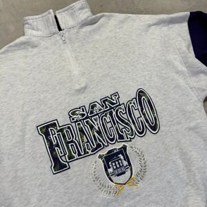 Vintage San Francisco Shirt Men XL Quarter Zip Sweatshirt Colorblock Trolley USA
